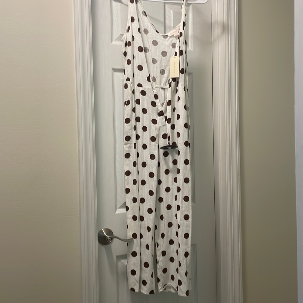 Cream and brown jumpsuit